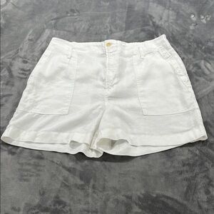 Lauren Ralph Lauren Women's White Linen high rise Shorts size 14 in white